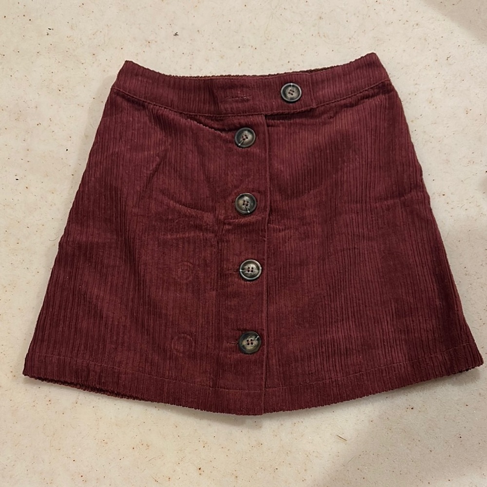 Mi Ami Red A-Line Ribbed Mini Skirt